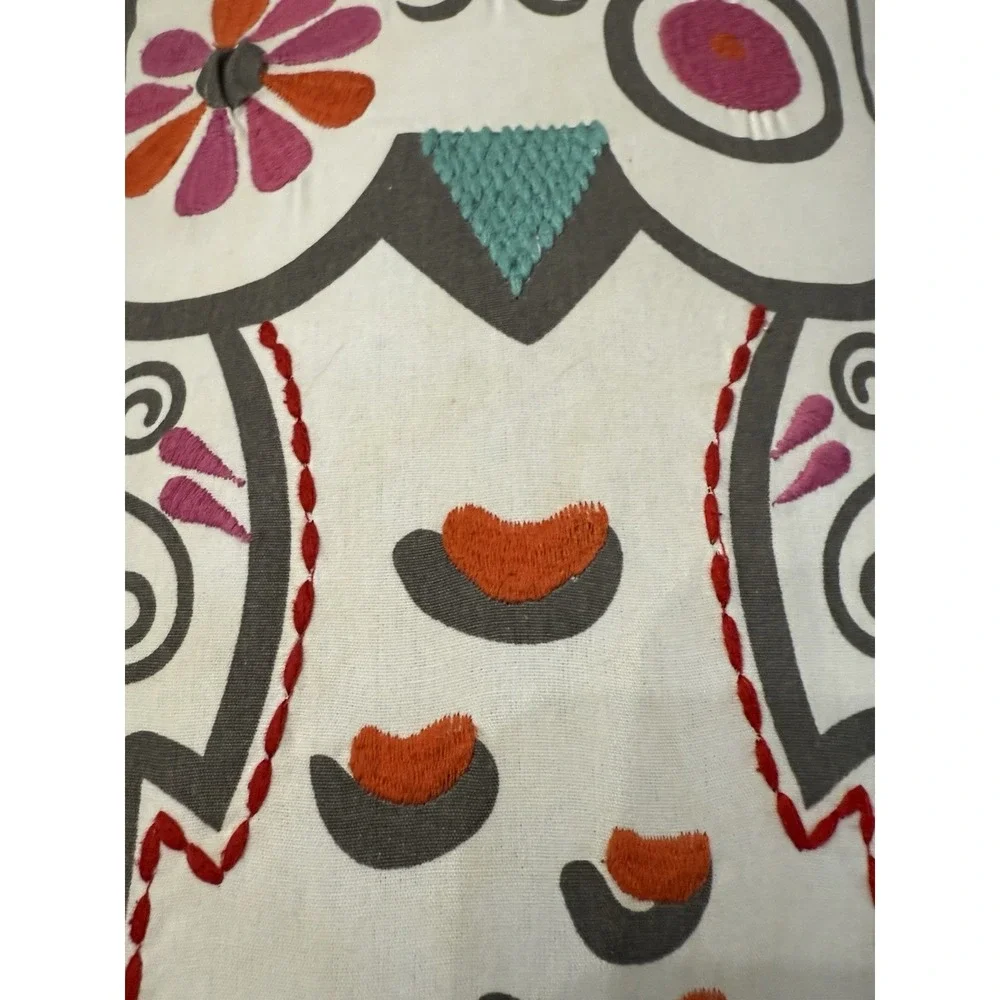 Pottery Barn Teen Junk Gypsy‎ Boho Owl Embroidered ThrowPillow 
